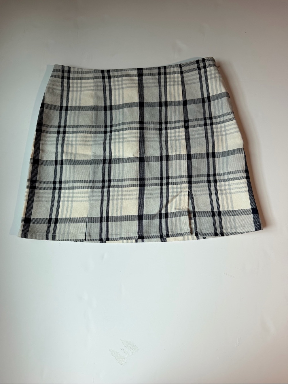 Forever 21 Black and White Plaid Mini Skirt with Front Slit